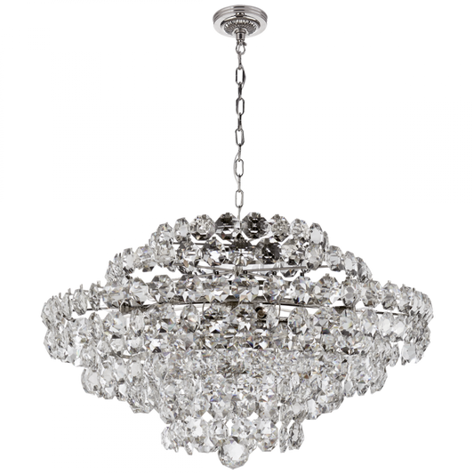 Sanger Chandelier, 18-Light, Polished Nickel, Crystal Shade, 36.75"W (ARN 5120PN-CG 2K1TA)