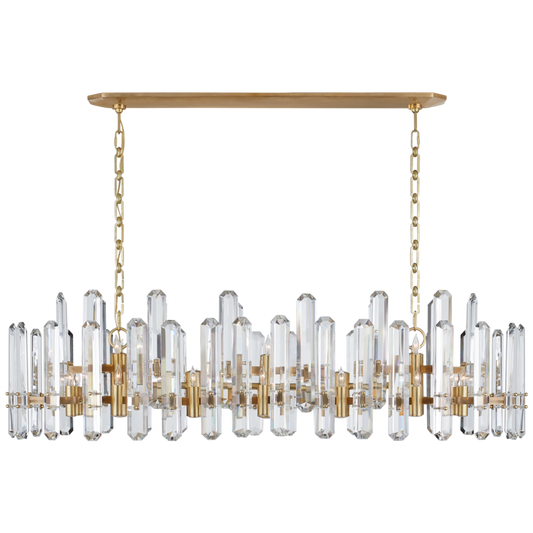 Bonnington Linear Chandelier, 24-Light, Hand-Rubbed Antique Brass, 55"W (ARN 5127HAB-CG CLY46)