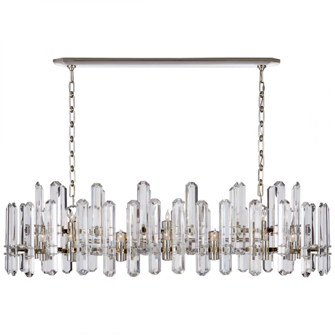 Bonnington Linear Chandelier, 24-Light, Polished Nickel, 55"W (ARN 5127PN-CG CLY47)