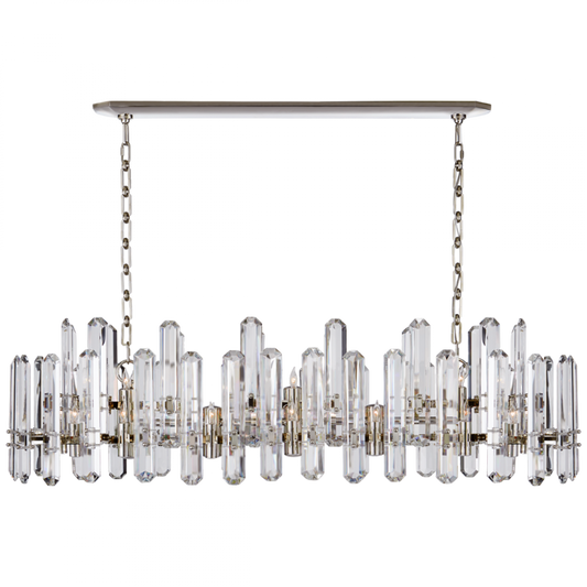 Bonnington Linear Chandelier, 24-Light, Polished Nickel, 55"W (ARN 5127PN-CG CLY47)