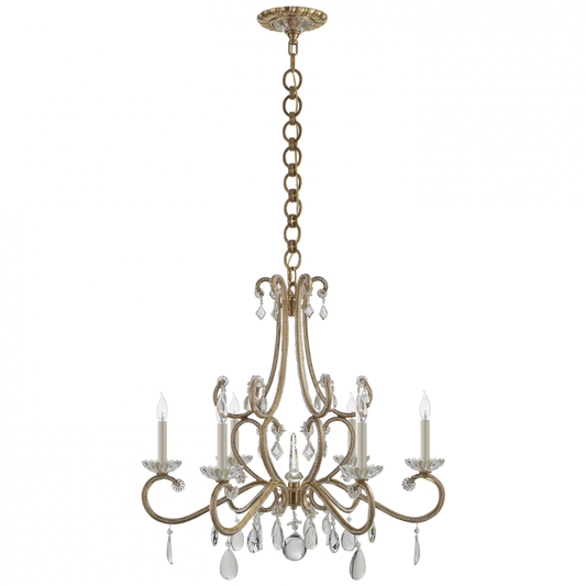 Montmartre Chandelier, 6-Light, Hand-Rubbed Antique Brass, 30"W (ARN 5129HAB-CG CHUFL)