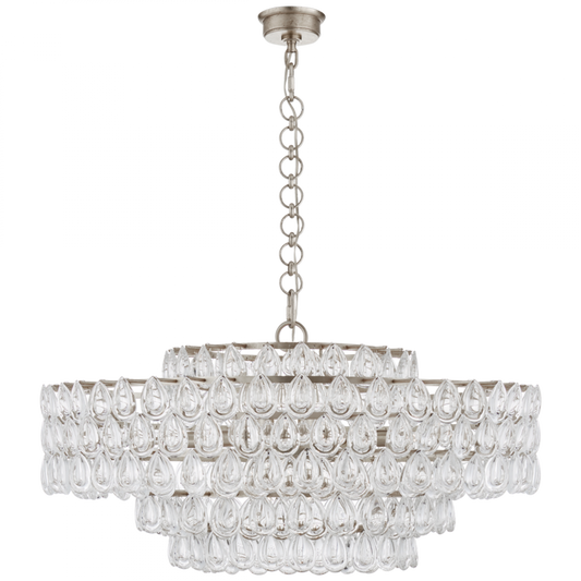 Liscia Chandelier, 12-Light, Burnished Silver Leaf, 36"W (ARN 5174BSL-CG CLZ34)