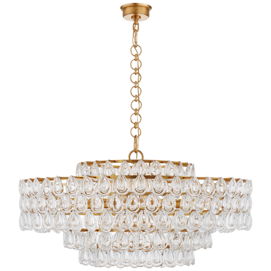 Liscia Chandelier, 12-Light, Gild, Crystal Shade, 36"W (ARN 5174G-CG CLZ33)