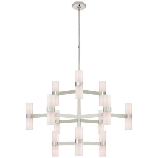 Margita Chandelier, 24-Light, Polished Nickel, 44.5"W (ARN 5272PN-WG CLY4G)