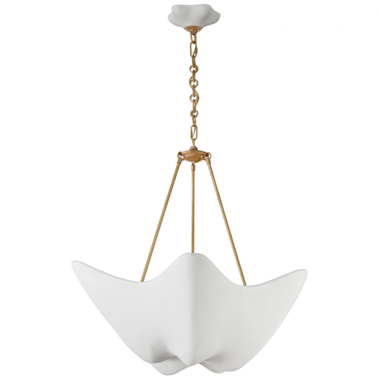 Cosima Medium Chandelier, 5-Light, Hand-Rubbed Antique Brass, Plaster White Shade, 28"W (ARN 5428HAB-PW CQ2QT)