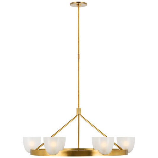 Carola Large Ring Chandelier, 6-Light, Hand-Rubbed Antique Brass, 36"W (ARN 5490HAB-FG CX22A)