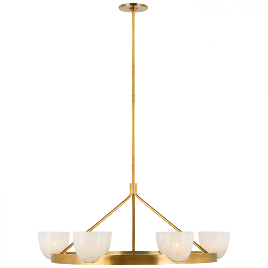 Carola Large Ring Chandelier, 6-Light, Hand-Rubbed Antique Brass, 36"W (ARN 5490HAB-WSG CWY5F)