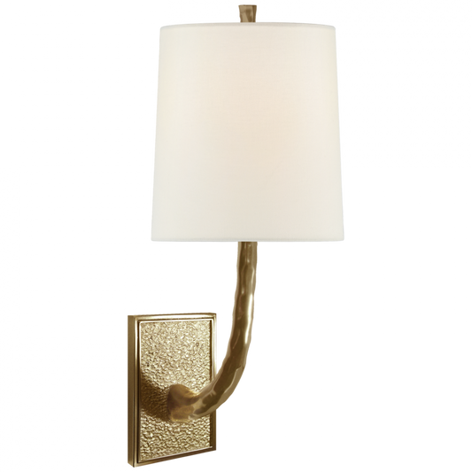 Lyric Branch Sconce, 1-Light, Soft Brass, Linen Shade, 19"H (BBL 2030SB-L D31HX)