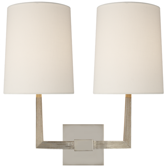 Ojai Wall Sconce, 2-Light, Polished Nickel, Linen Shade, 16.5"H (BBL 2084PN-L CHUFZ)