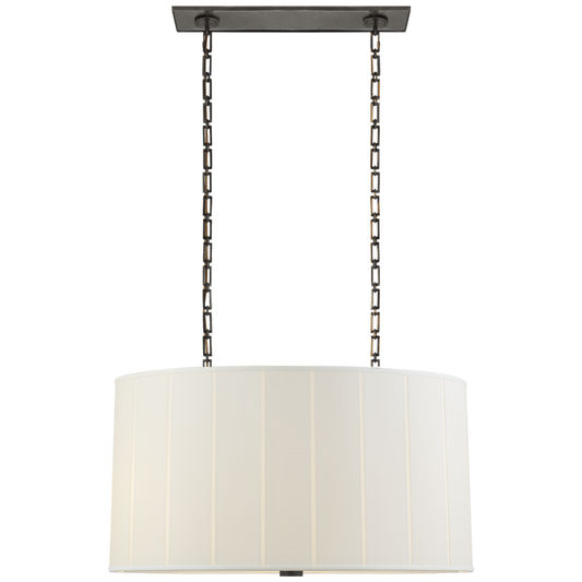 Perfect Pleat Linear Chandelier, 4-Light, Oval, Bronze, Silk Oval Shade, 36"W (BBL 5031BZ-S CHZDZ)