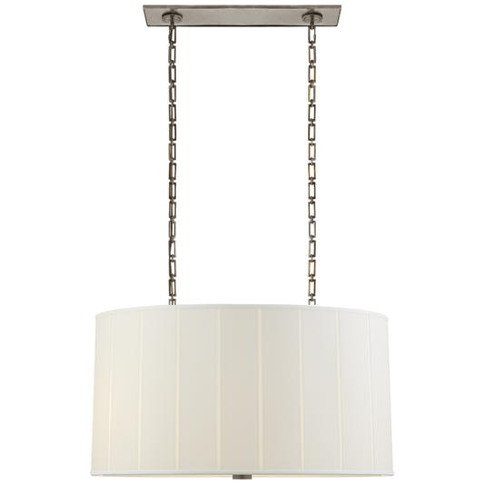 Perfect Pleat Linear Chandelier, 4-Light, Oval, Pewter, Silk Oval Shade, 36"W (BBL 5031PWT-S CHZE0)