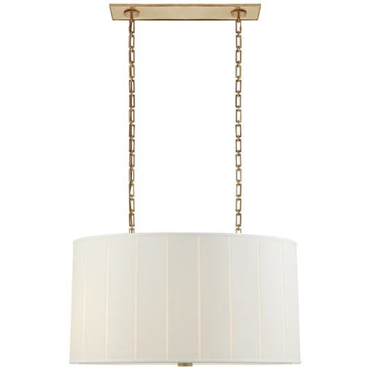 Perfect Pleat Oval Hanging Shade, 4-Light, Soft Brass, Silk Oval Shade, 19"H (BBL 5031SB-S CHZE1)