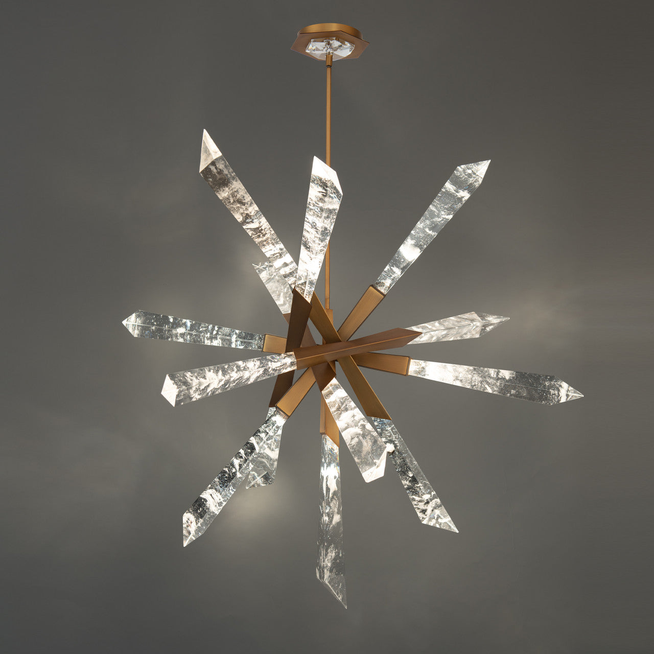 Solitude Pendant, Integrated LED, Aged Brass, Optic Haze Quartz (BPD31236-AB YUEX014AZV)