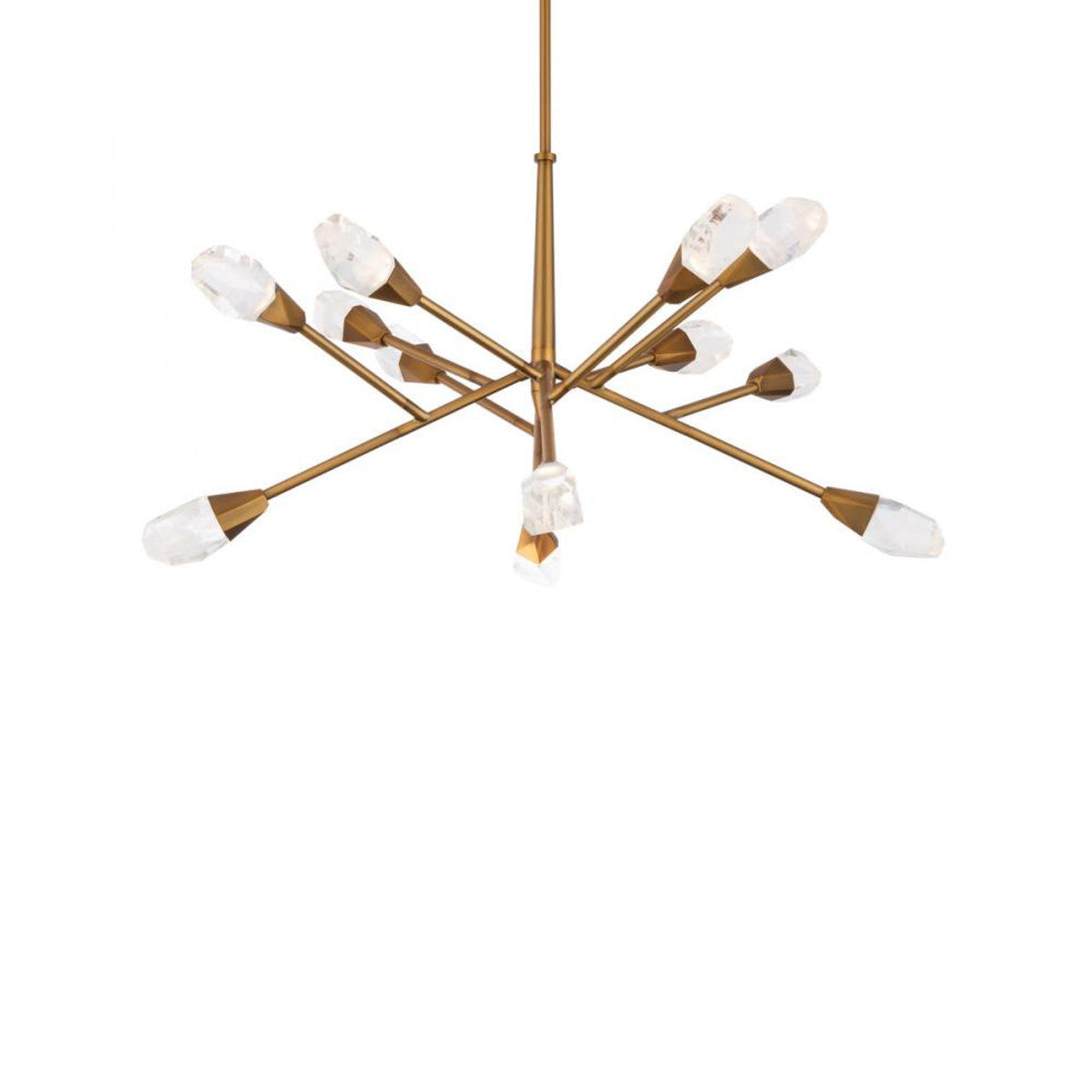 Synapse Chandelier, Integrated LED, Aged Brass, Optic Haze Quartz (BPD32232-AB YUEX014AZX)