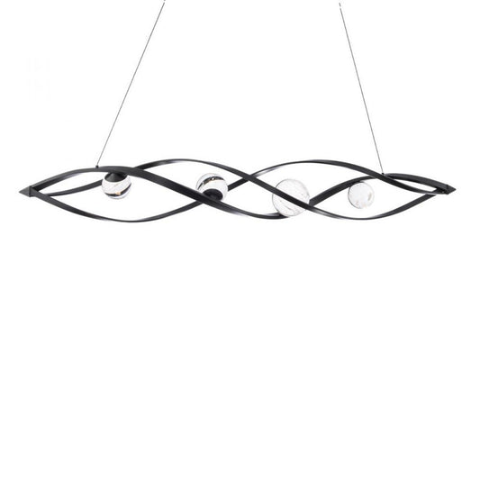 Slipstream Linear Pendant, Integrated LED, Black, Optic Haze Quartz (BPD50257-BK YUEX014CWG)