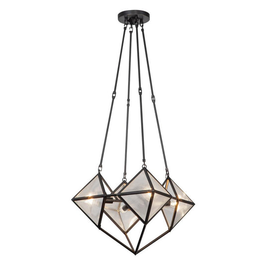 Cairo Candelabra Chandelier, 4-Light, Urban Bronze, Ribbed Glass, 21"D (CH332421UBCR 7072XKC)