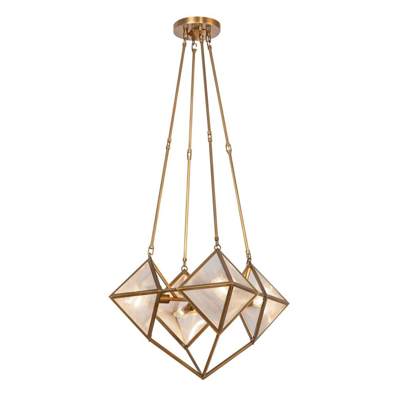 Cairo Candelabra Chandelier, 4-Light, Vintage Brass, Ribbed Glass, 21"D (CH332421VBCR 7072YHK)