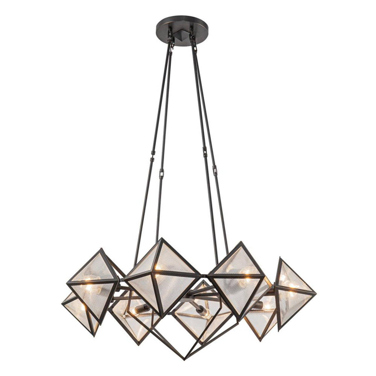 Cairo Candelabra Chandelier, 8-Light, Urban Bronze, Ribbed Glass, 30"D (CH332830UBCR 7072XKD)