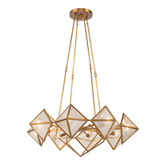 Cairo Candelabra Chandelier, 8-Light, Vintage Brass, Ribbed Glass, 30"D (CH332830VBCR 7072YHL)