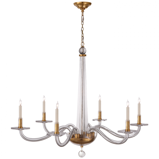 Robinson Chandelier, 6-Light, Antique Brass, Clear Glass, 38"W (CHC 1141AB 2MXJU)