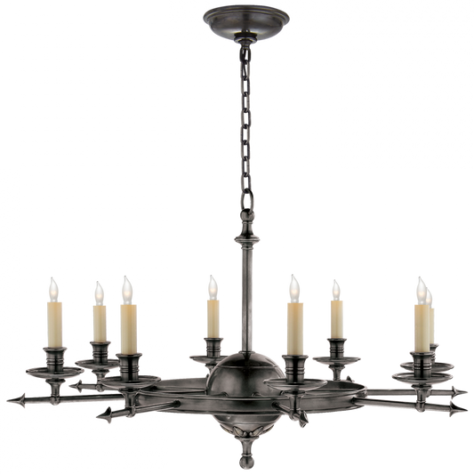 Leaf and Arrow Chandelier, 8-Light, Bronze, 34.75"W (CHC 1447BZ 25N9P)