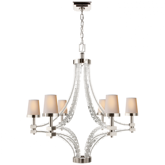 Crystal Chandelier, 6-Light, Polished Nickel, 34.5"W (CHC 1530PN-NP 25P75)