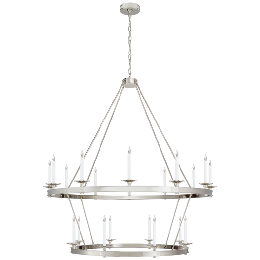 Launceton Chandelier, 20-Light, Polished Nickel, 53.25"W (CHC 1608PN CTYHG)