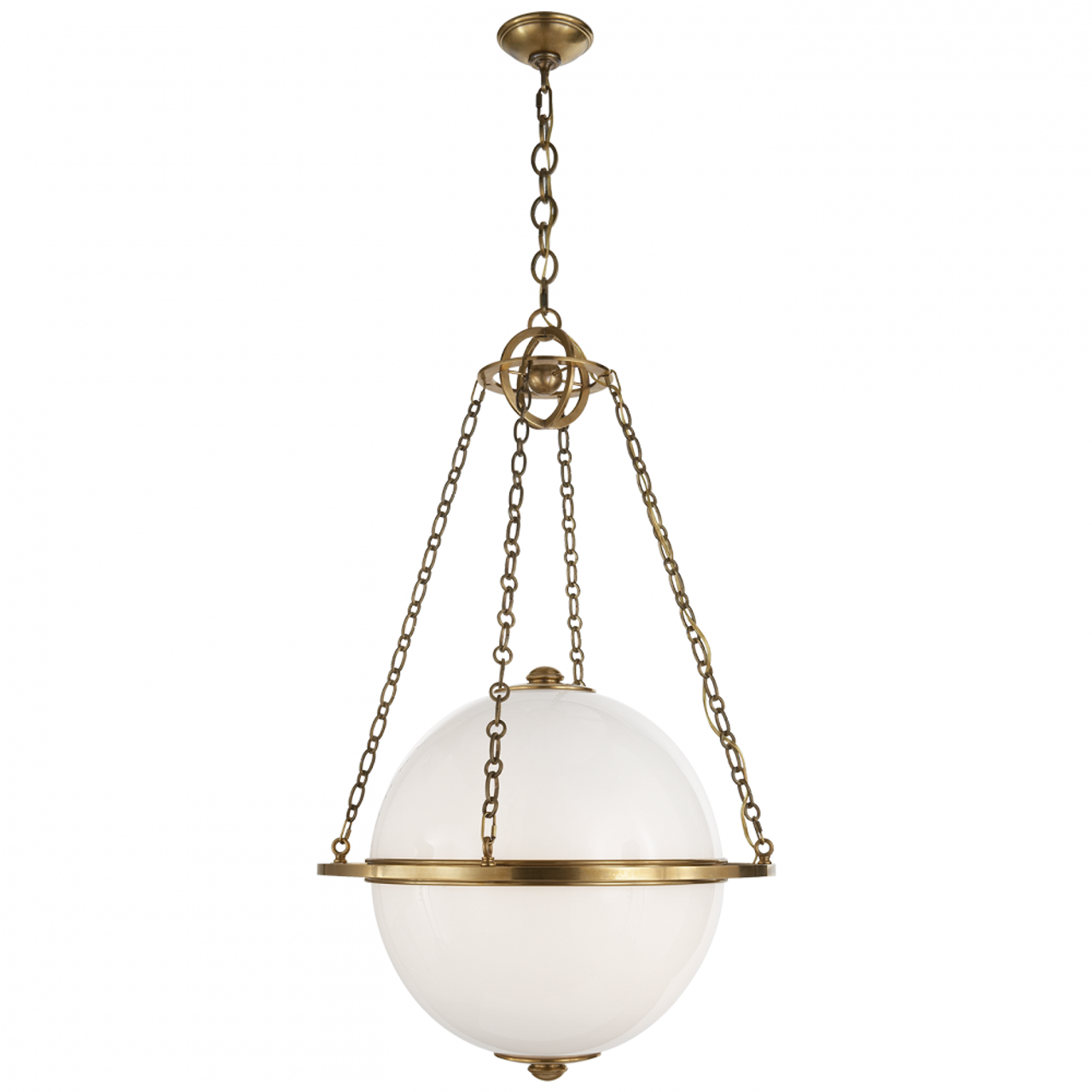 Modern Pendant, 2-Light, Globe, Antique Burnished Brass, 24.25"W (CHC 2135AB-WG 25Q61)