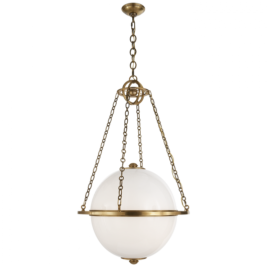 Modern Pendant, 2-Light, Globe, Antique Burnished Brass, 24.25"W (CHC 2135AB-WG 25Q61)