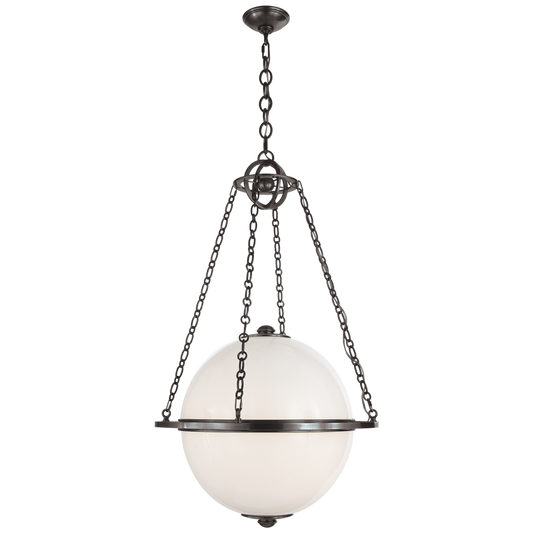 Modern Pendant, 2-Light, Globe, Bronze, White Glass, 24.25"W (CHC 2135BZ-WG 25Q62)