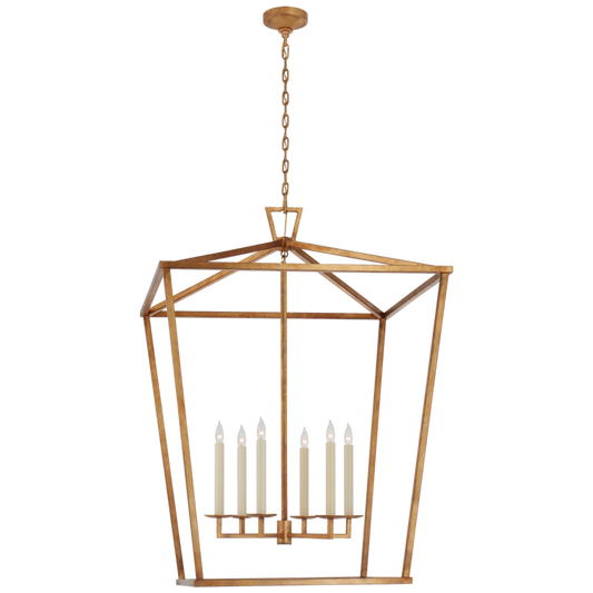 Darlana Lantern Pendant, 6-Light, Gilded Iron, 36"W (CHC 2172GI CTWKW)