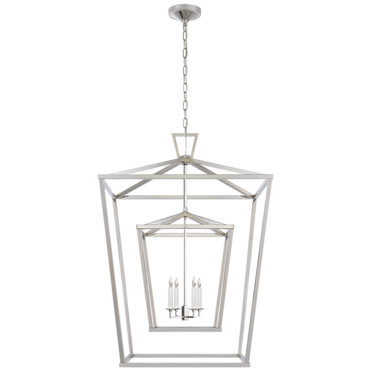 Darlana Lantern Pendant, 4-Light, Double Cage Polished Nickel, 29"W (CHC 2199PN CHPL1)