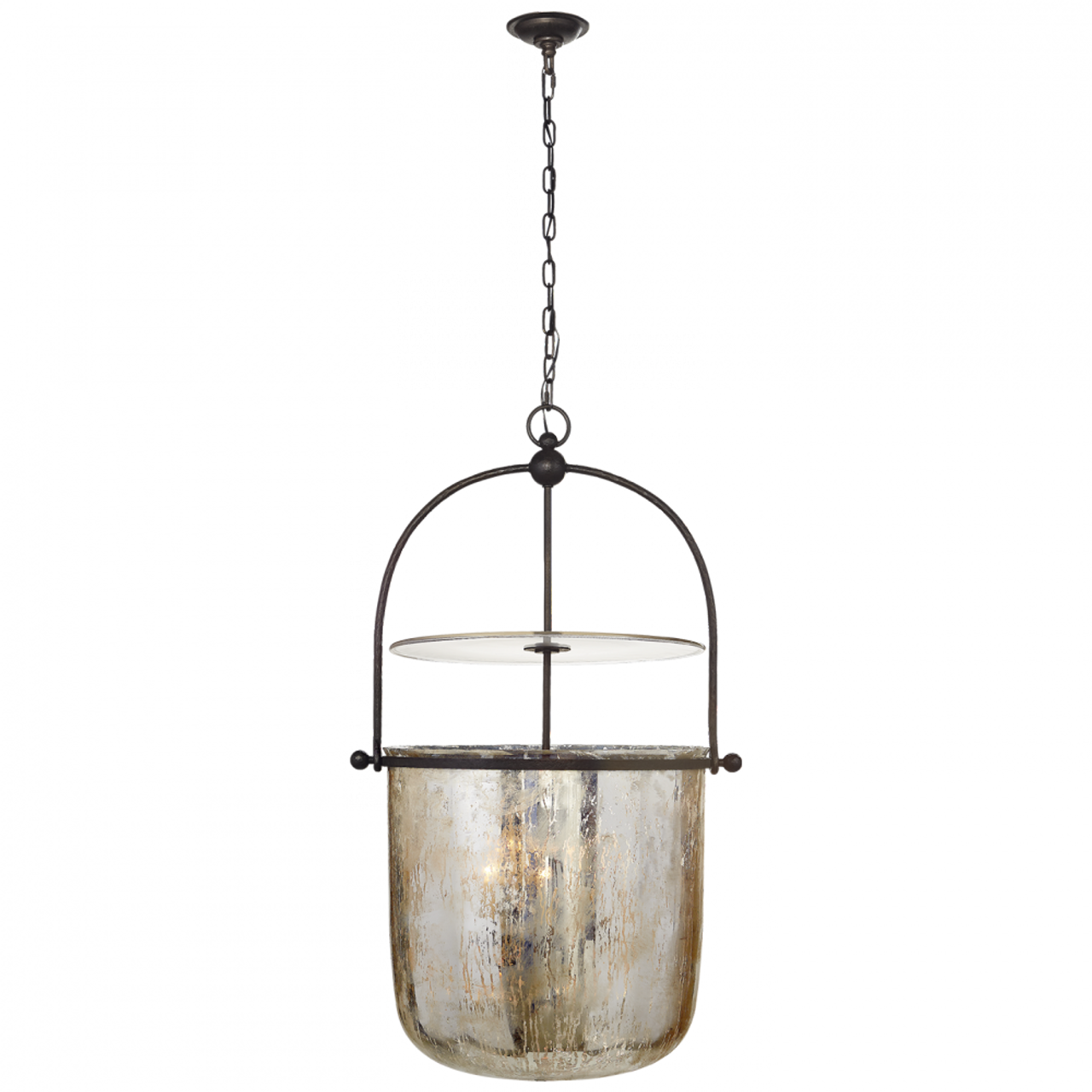 Lorford Smoke Bell Pendant, 4-Light, Aged Iron, Mercury Glass, 25"W (CHC 2271AI-MG CHUH5)