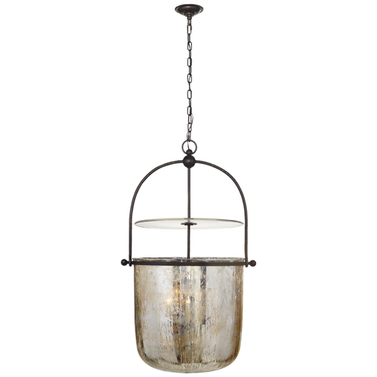 Lorford Smoke Bell Pendant, 4-Light, Aged Iron, Mercury Glass, 25"W (CHC 2271AI-MG CHUH5)