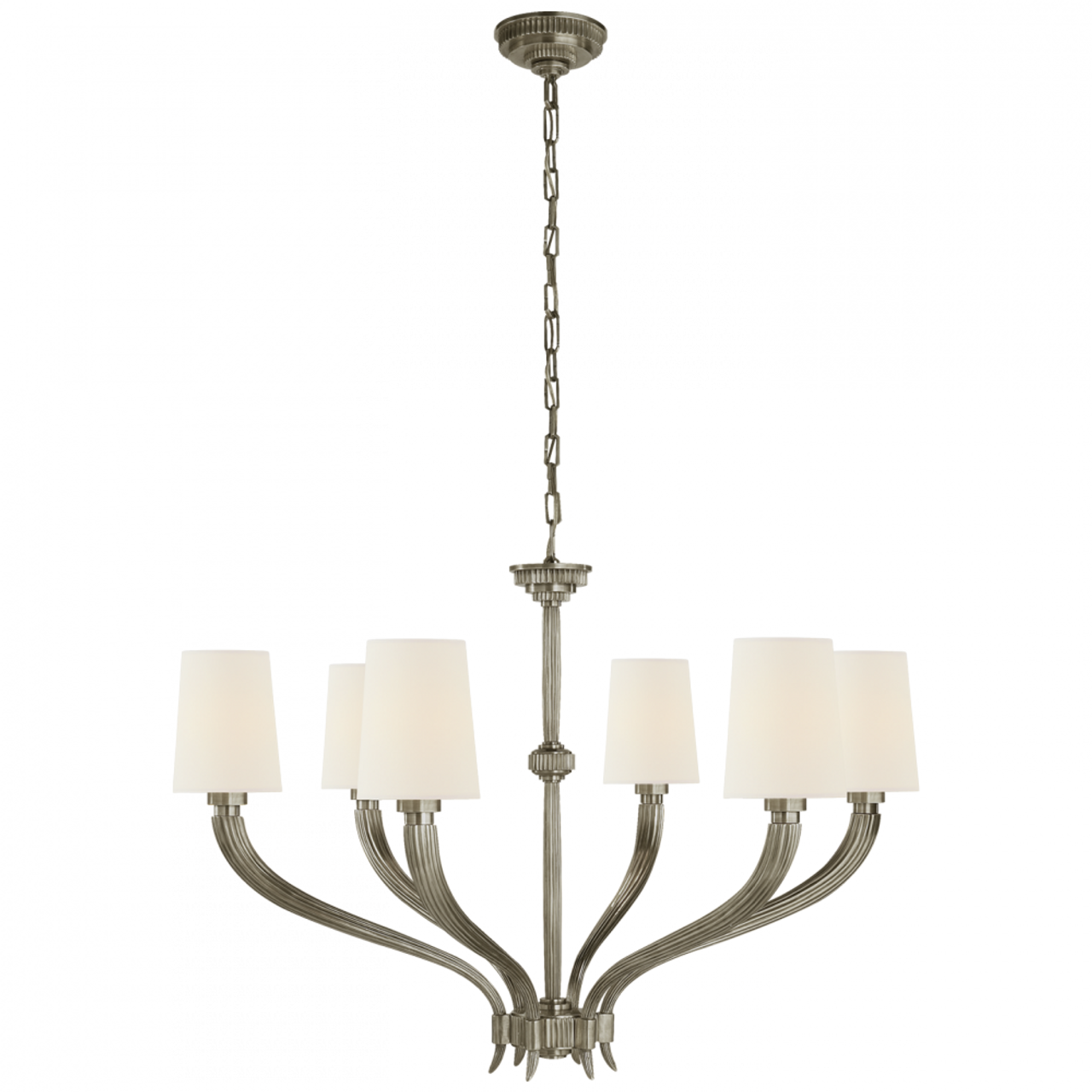 Ruhlmann Large Chandelier, 6-Light, Antique Nickel, Linen Shade, 35.25"W (CHC 2462AN-L D32F7)