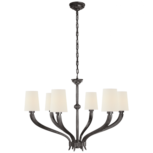 Ruhlmann Large Chandelier, 6-Light, Bronze, Linen Shade, 35.25"W (CHC 2462BZ-L D05NG)