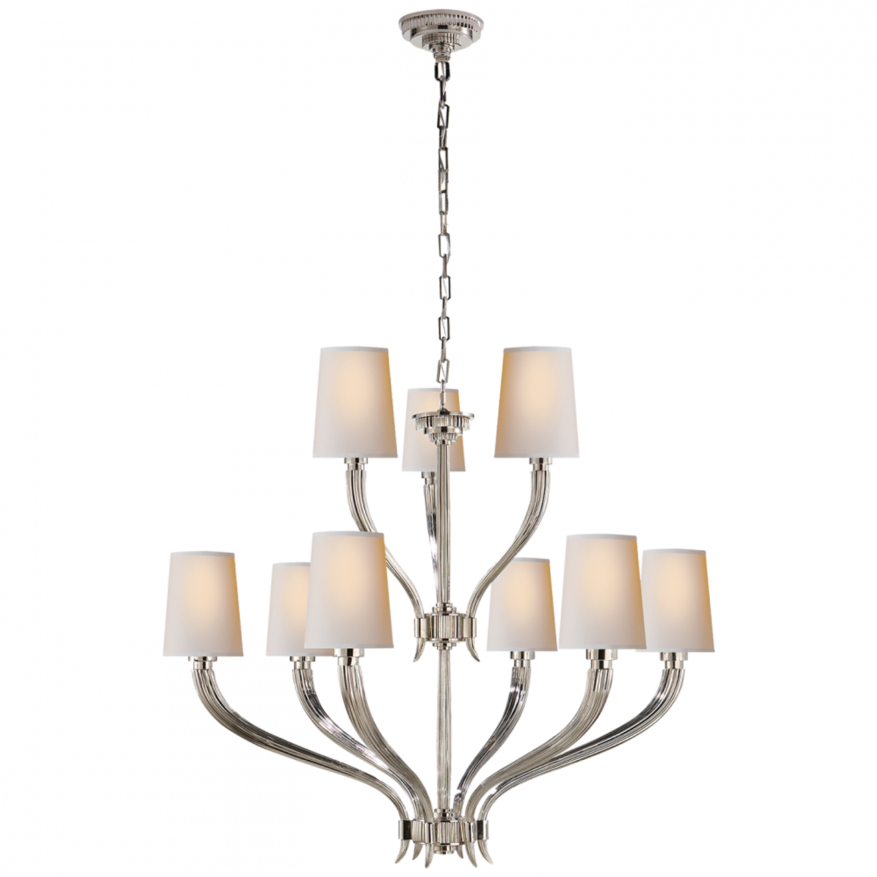 Ruhlmann Chandelier, 9-Light, Polished Nickel, 35"W (CHC 2465PN-NP 2K1QH)