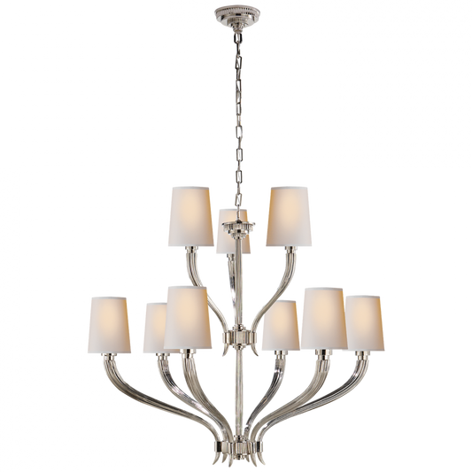 Ruhlmann Chandelier, 9-Light, Polished Nickel, 35"W (CHC 2465PN-NP 2K1QH)