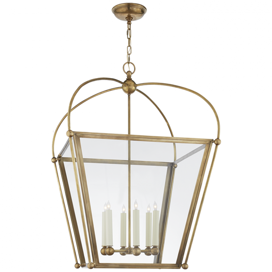 Riverside Lantern Pendant, 6-Light, Antique Burnished Brass, Clear Glass, 28.75"W (CHC 3440AB-CG 2R70N)