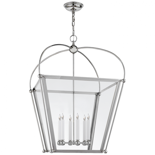 Riverside Lantern Pendant, 6-Light, Polished Nickel, Clear Glass, 28.75"W (CHC 3440PN-CG 2R70R)