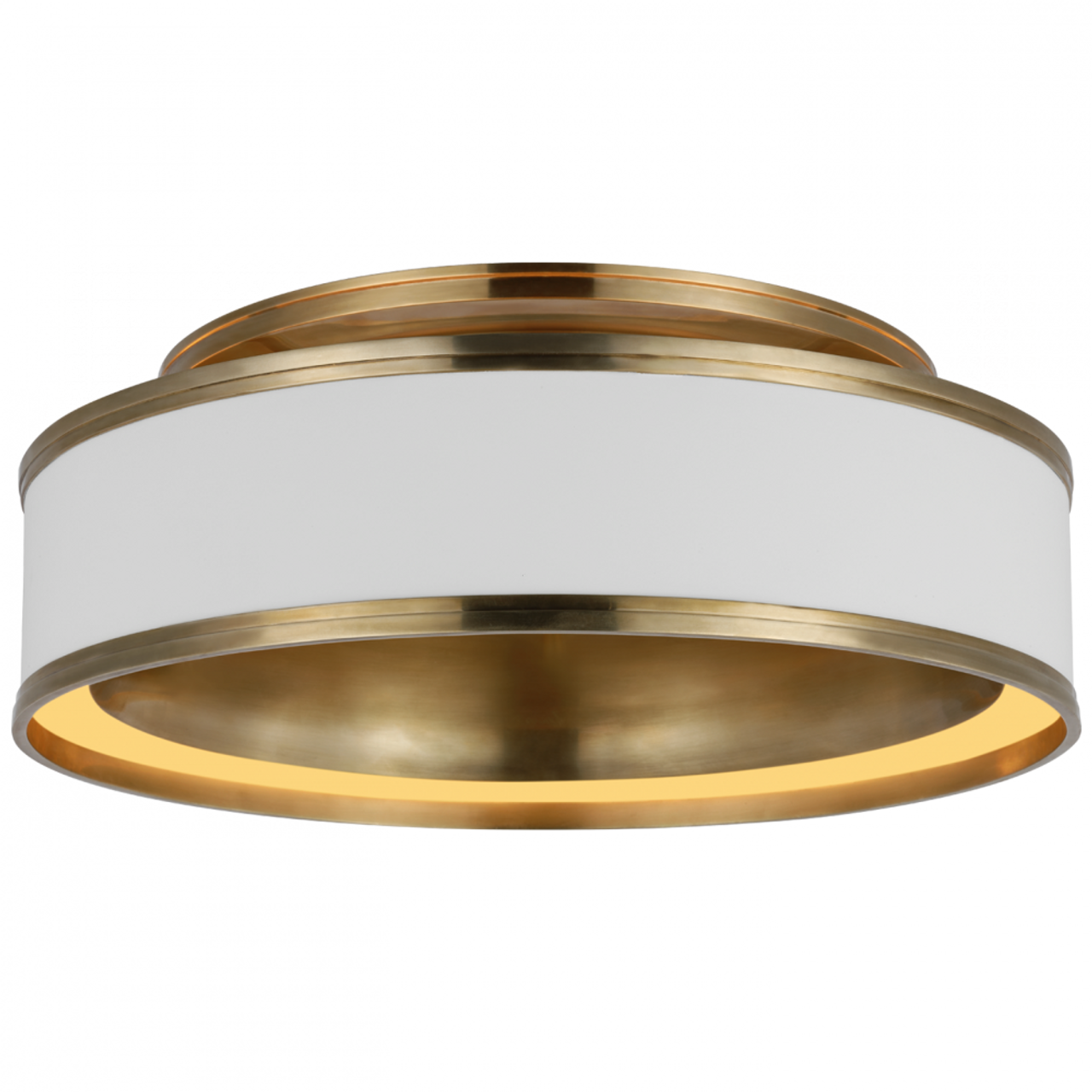 Connery Flush Mount, 1-Light, LED, Matte White, Antique-Burnished Brass, 18"W (CHC 4612WHT/AB D03RZ)