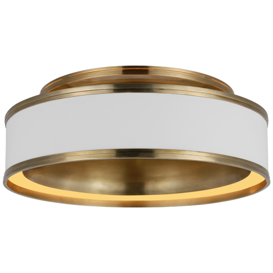 Connery Flush Mount, 1-Light, LED, Matte White, Antique-Burnished Brass, 18"W (CHC 4612WHT/AB D03RZ)