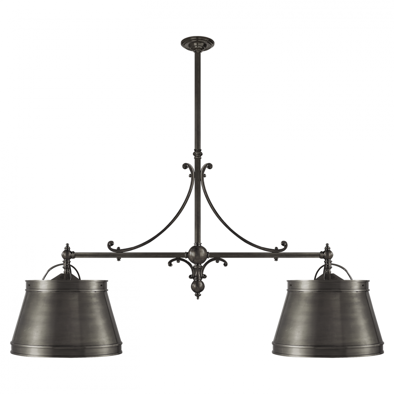 Sloane Double Shop Pendant, 4-Light, Bronze, Bronze Shade, Overall Height 57"H (CHC 5102BZ-BZ 25T3Z)