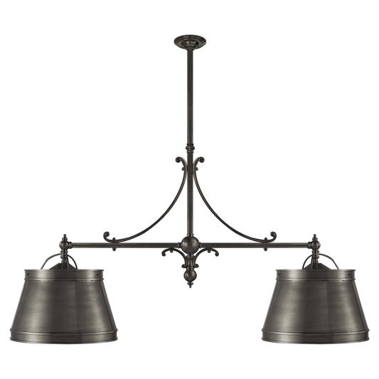 Sloane Double Shop Pendant, 4-Light, Bronze, Bronze Shade, Overall Height 57"H (CHC 5102BZ-BZ 25T3Z)