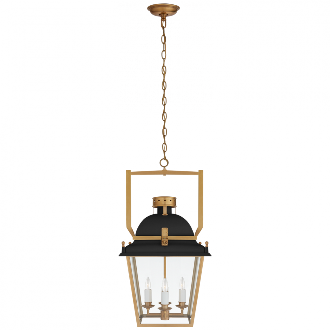 Coventry Lantern Pendant, 4-Light, Matte Black, Antique Burnished Brass, Clear Glass, 14"W (CHC 5108BLK/AB-CG CTWJW)