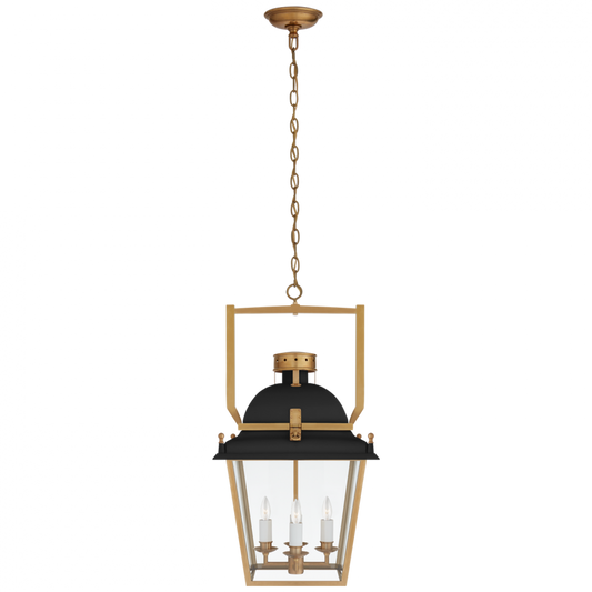 Coventry Lantern Pendant, 4-Light, Matte Black, Antique Burnished Brass, Clear Glass, 14"W (CHC 5108BLK/AB-CG CTWJW)