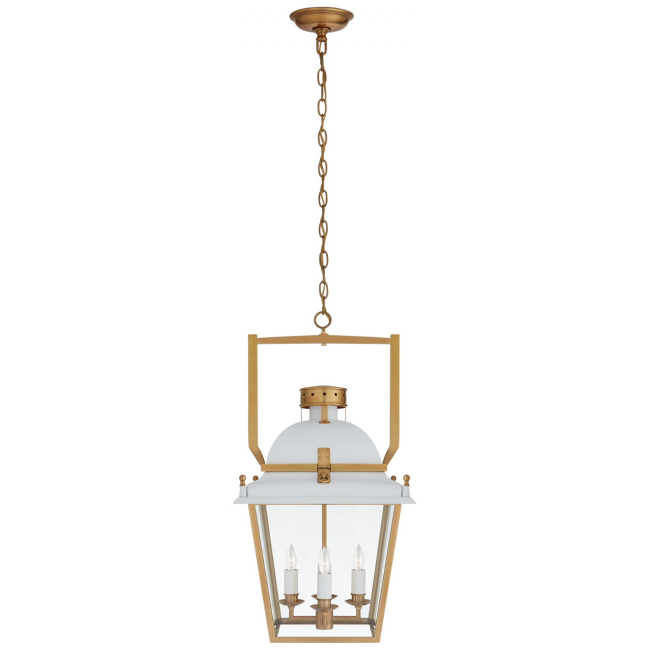 Coventry Lantern Pendant, 4-Light, Matte White, Antique Burnished Brass, Clear Glass, 14"W (CHC 5108WHT/AB-CG CTWJV)