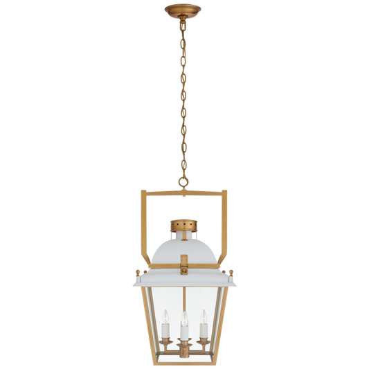 Coventry Lantern Pendant, 4-Light, Matte White, Antique Burnished Brass, Clear Glass, 14"W (CHC 5108WHT/AB-CG CTWJV)