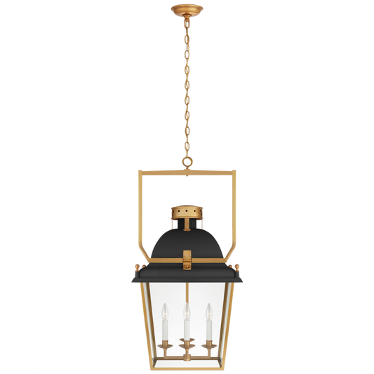 Coventry Lantern Pendant, 4-Light, Matte Black, Antique Burnished Brass, 19"W (CHC 5109BLK/AB-CG CTWJY)