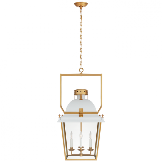 Coventry Lantern Pendant, 4-Light, Matte White, Antique Burnished Brass, Clear Glass, 19"W (CHC 5109WHT/AB-CG CTWJX)